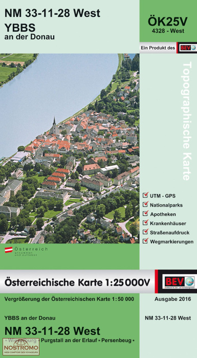 4328-WEST YBBS AN DER DONAU | carte topographique BEV