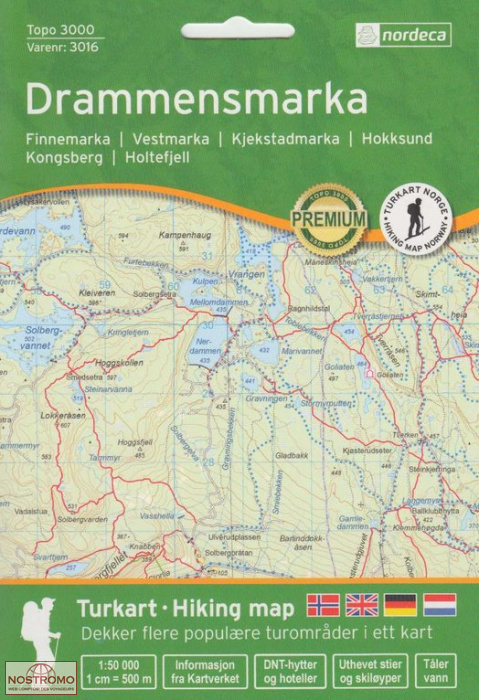 3016 DRAMMENSMARKA | carte de randonnée Nordeca