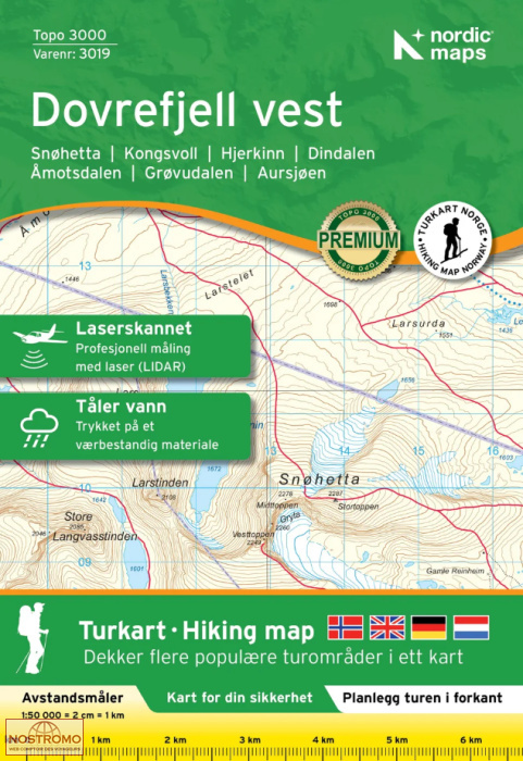 3019 DOVREFJELL VEST | carte de randonnée Nordic Maps