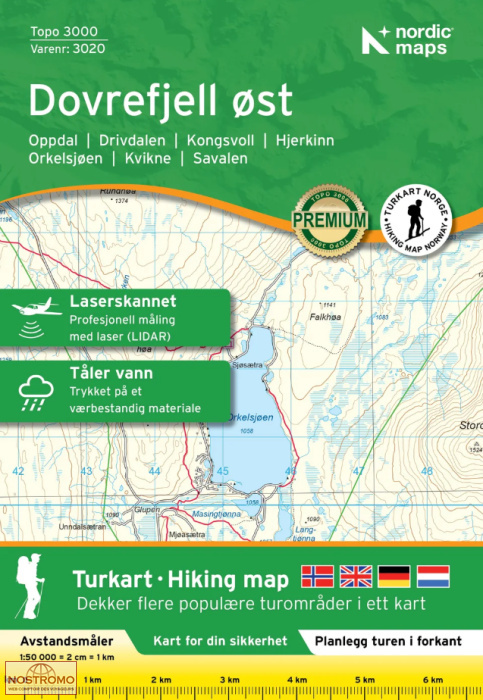 3020 DOVREFJELL ØST | carte de randonnée Nordic Maps