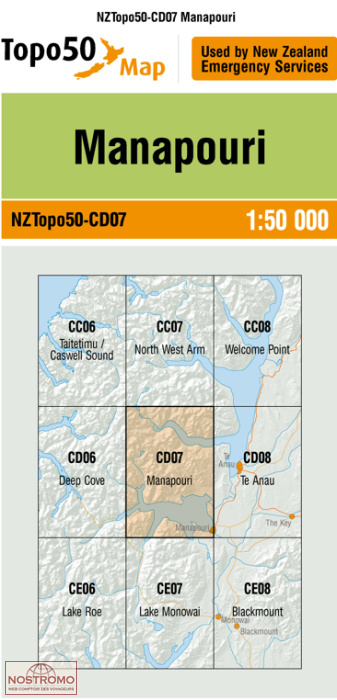 CD07 MANAPOURI | carte topographique LINZ