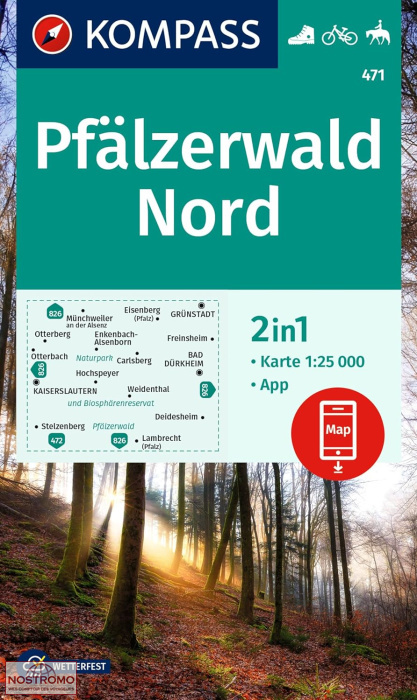 471 PFÄLZERWALD NORD | carte de randonnée Kompass