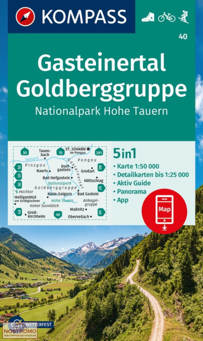 GASTEINERTAL - GOLDBERGGRUPPE 40 | carte de randonnée Kompass