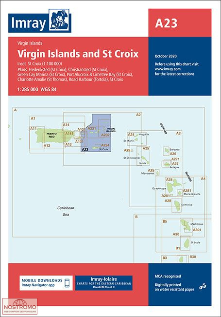 A23 VIRGIN ISLANDS AND ST CROIX | Imray nautical chart