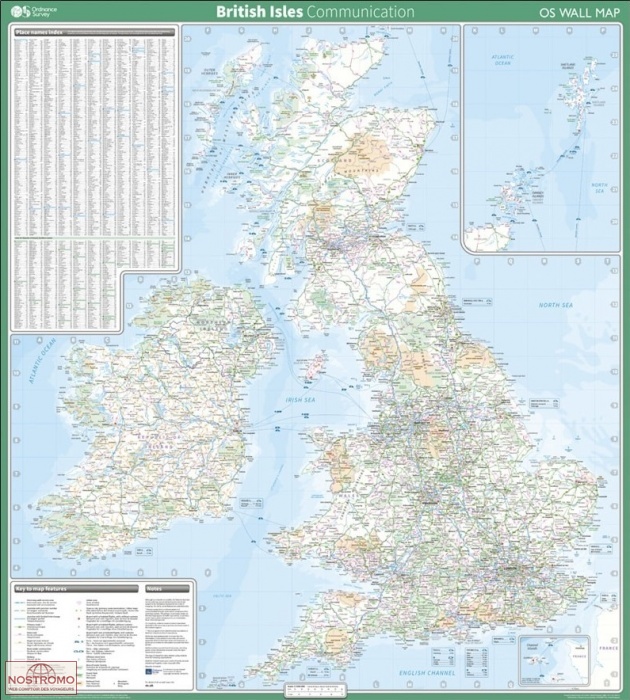 BRITISH ISLES - COMMUNICATION | Ordnance Survey wall map