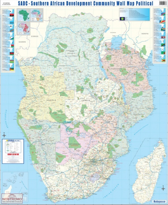AFRIQUE AUSTRALE (SADC) | carte murale Mapstudio