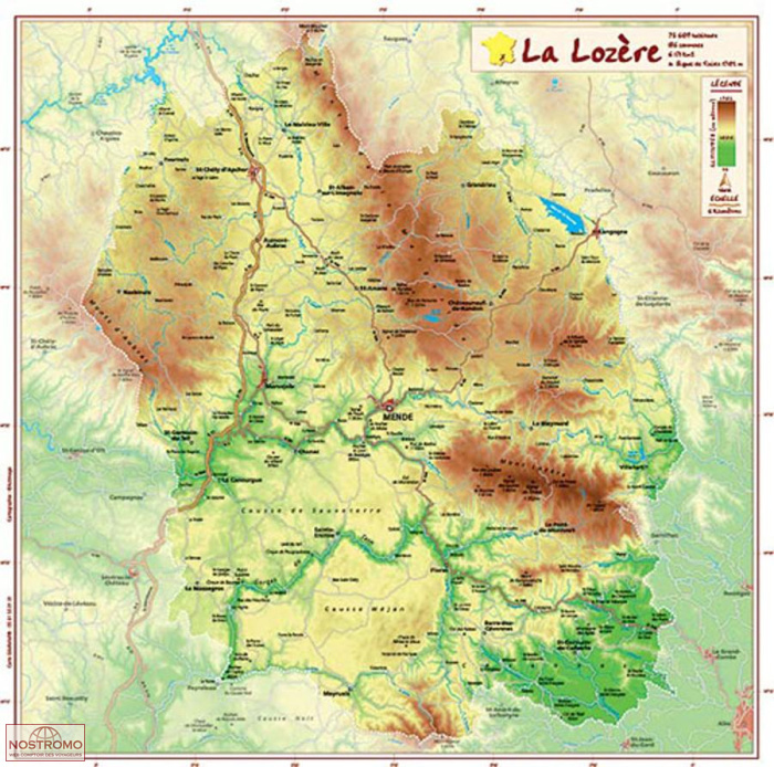 LOZÈRE | Géorelief relief map