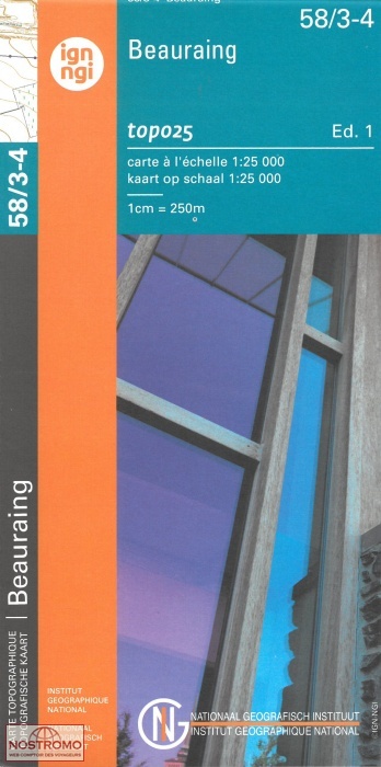 58/3-4 BEAURAING | carte topographique NGI/IGN