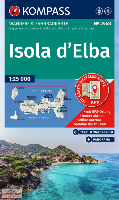 2468 ISOLA D'ELBA | carte de randonnée Kompass