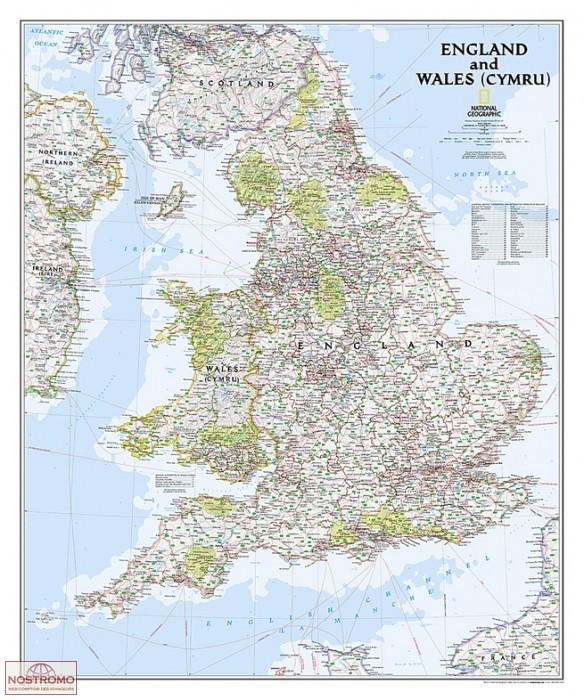 ANGLETERRE ET PAYS DE GALLES | carte murale National Geographic