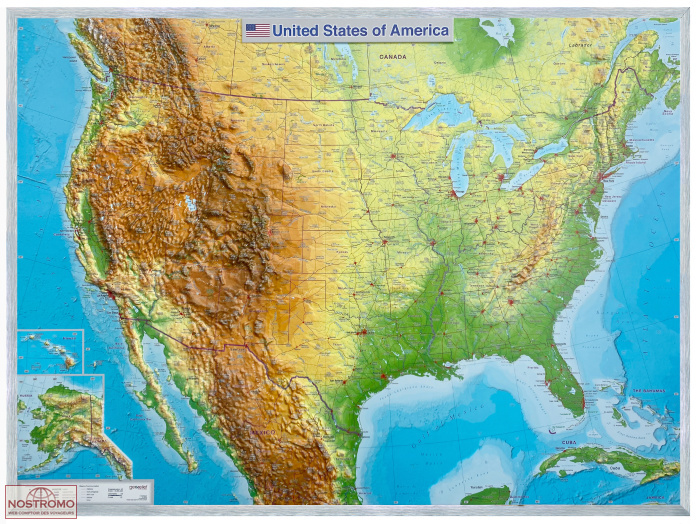 ÉTATS-UNIS D'AMÉRIQUE | carte en relief Georelief