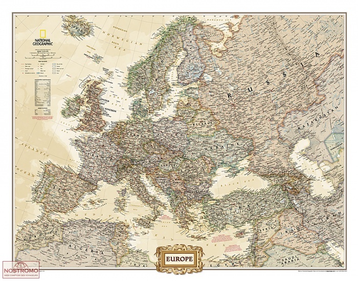 EUROPE POLITICAL ANTIC | National Geographic wall map