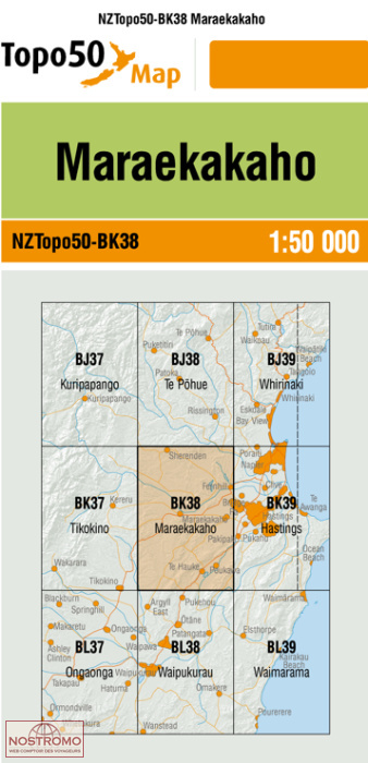 BJ38 MARAEKAKAHO | carte topographique LINZ