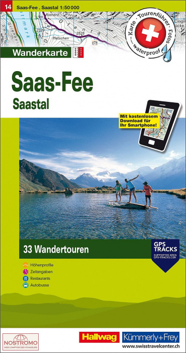 SAAS-FE - SAASTAL 14 | Hallwag/Kummerly+Frey hiking map