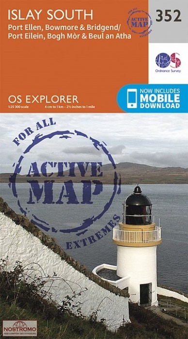 352 ISLAY SOUTH - PORT ELLEN, BOWMORE & BRIDGEND | carte de randonnée OS