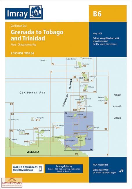 B6 GRENADA TO TOBAGO AND TRINIDAD | Imray nautical chart