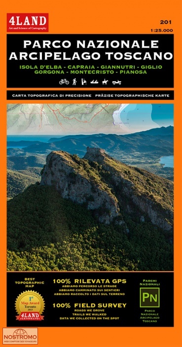 201 PARCO NAZIONALE ARCIPELAGO TOSCANO | cartes de randonnée 4Land