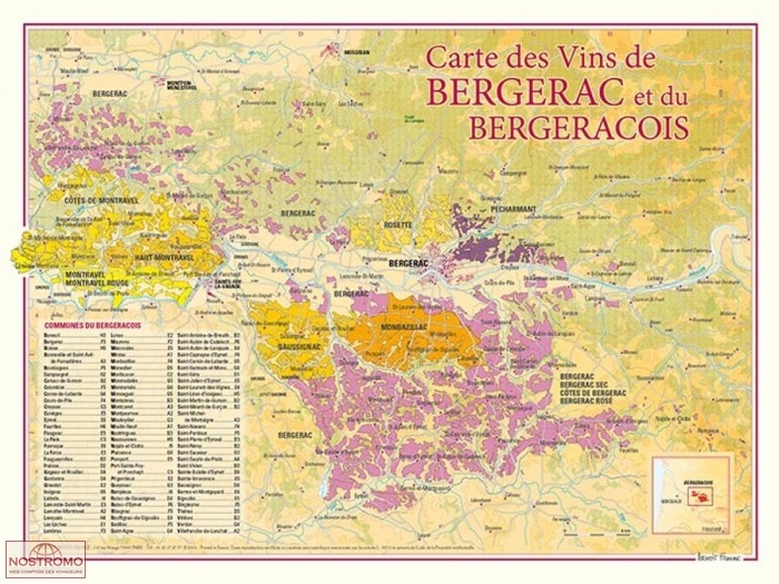 CARTE DES VINS DE BERGERAC ET DU BERGERACOIS | Benoit France poster