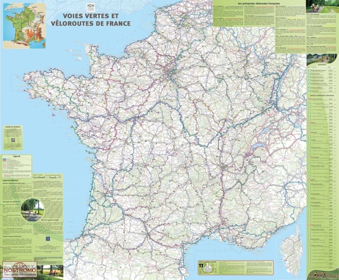 VOIES VERTES ET VÉLOROUTES DE FRANCE | IGN wall map