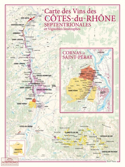CARTE DES VINS DES CÔTES-DU-RHÔNE SEPTENTRIONALES | Benoit France map