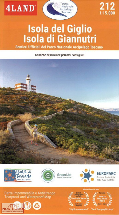 212 ISOLA DEL GIGLIO - ISOLA DI GIANNUTRI | carte de randonnée 4Land
