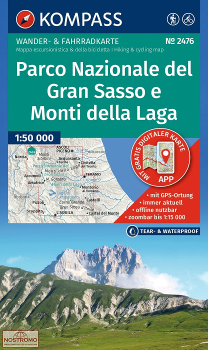 2476 PARCO NAZIONALE DEL GRAN SASSO E MONTI DELLA LAGA | Kompass hiking map