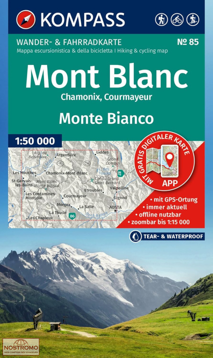 85 MONT-BLANC | carte de randonnée Kompass