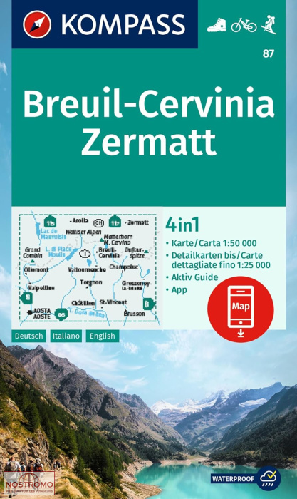 87 BREUIL-CERVINIA - ZERMATT | Kompass hiking map