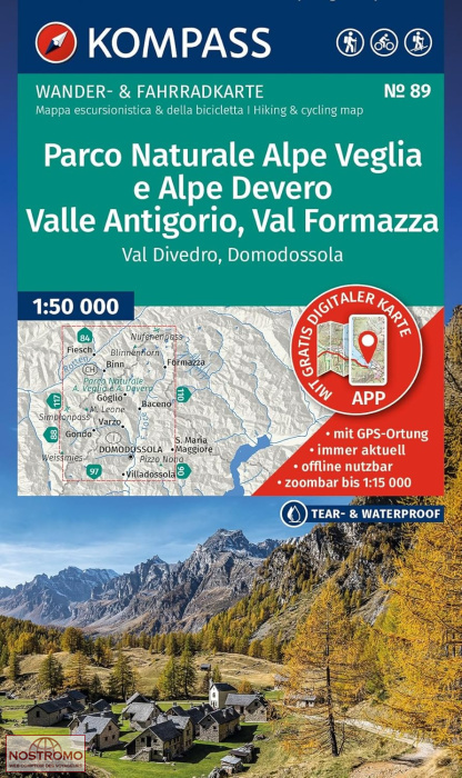 89 PARCO NATURALE ALPE VEGLIA E ALPE DEVERO | carte de randonnée Kompass