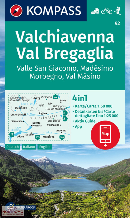 92 VALCHIAVENNA - VAL BREGAGLIA | Kompass hiking map