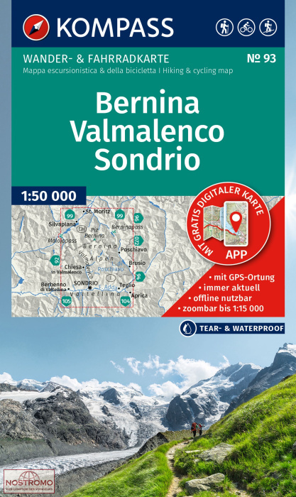 93 BERNINA - VALMALENCO - SONDRIO | Kompass hiking map