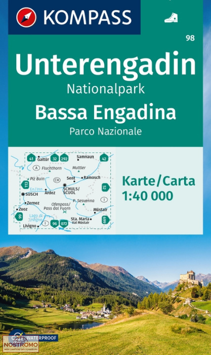 UNTERENGADIN NATIONALPARK / BASSA ENGADINA PARCO NAZIONALE 98 | Kompass hiking map