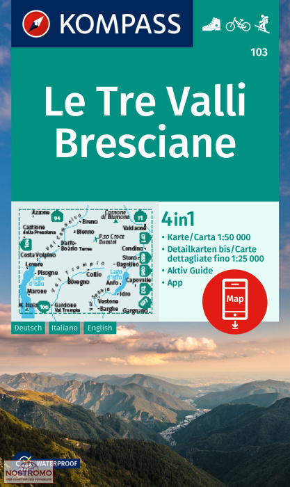 103 LE TRE VALLI BRESCIANE | Kompass hiking map