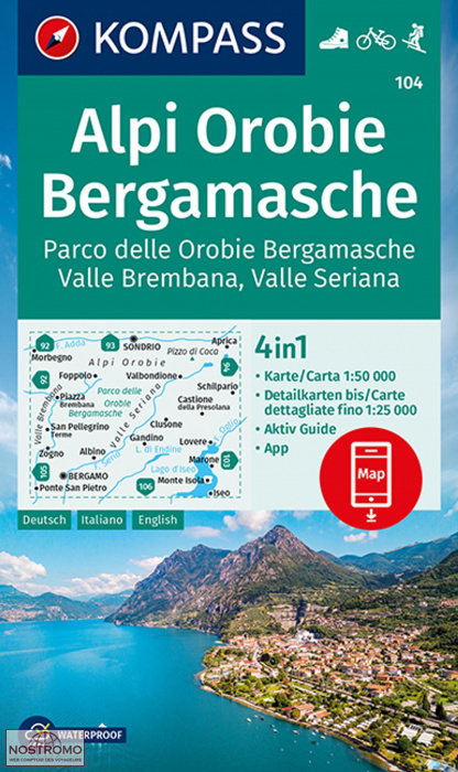 104 ALPI OROBIE BERGAMASCHE | Kompass hiking map