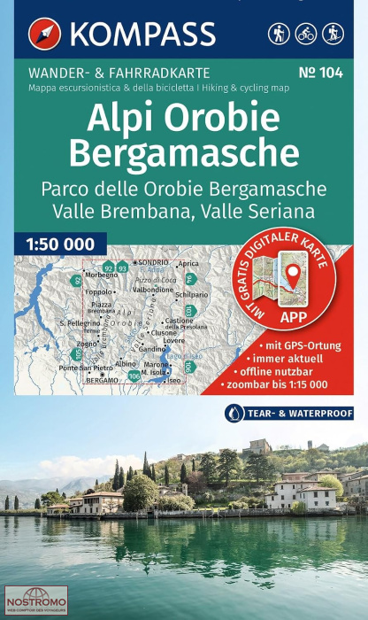 104 ALPI OROBIE BERGAMASCHE | carte de randonnée Kompass