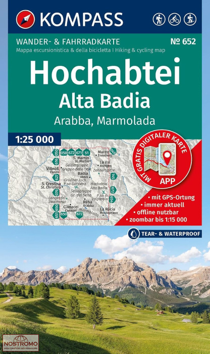652 HOCHABTEI / ALTA BADIA | carte de randonnée Kompass