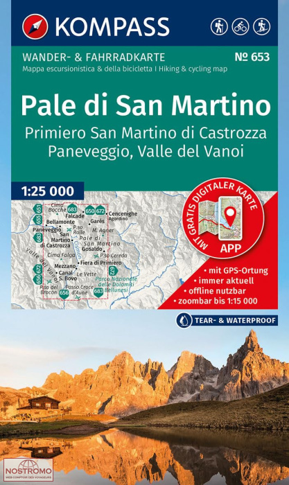 653 PALE DI SAN MARTINO | Kompass hiking map