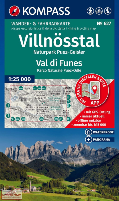 627 VILLNÖSSTAL / VAL DI FUNES | Kompass hiking map