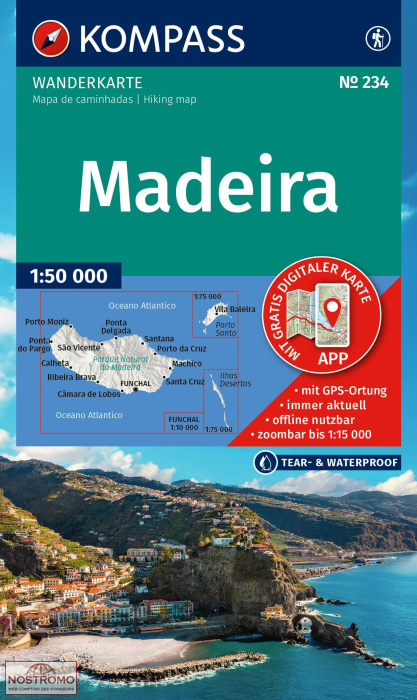 234 MADÈRE | carte de randonnée Kompass