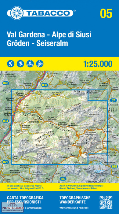 005 VAL GARDENA - ALPE DI SIUSI | carte de randonnée Tabacco
