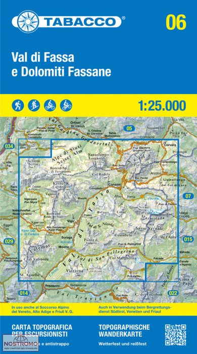 006 VAL DI FASSA E DOLOMITI FASSANE | carte de randonnée Tabacco