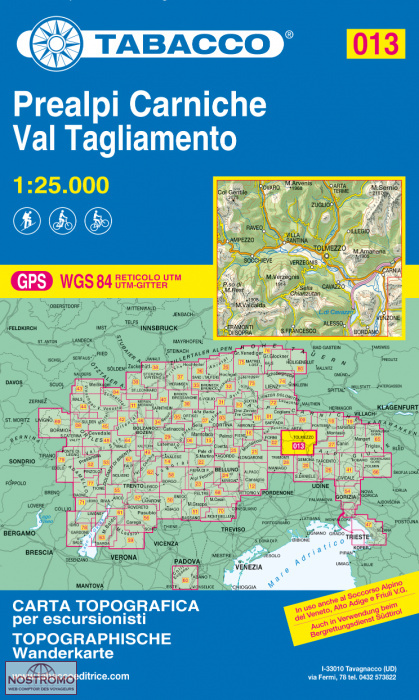 013 PREALPI CARNICHE - VAL TAGLIAMENTO | Tabacco hiking map