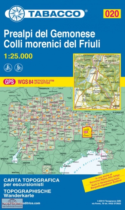 020 PREALPI DEL GEMONESE | Tabacco hiking map