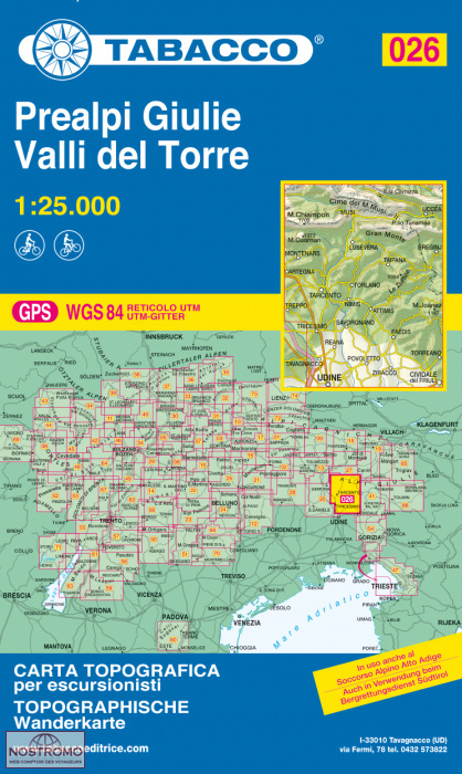 026 PREALPI GIULIE - VALLI DEL TORRE | Tabacco hiking map