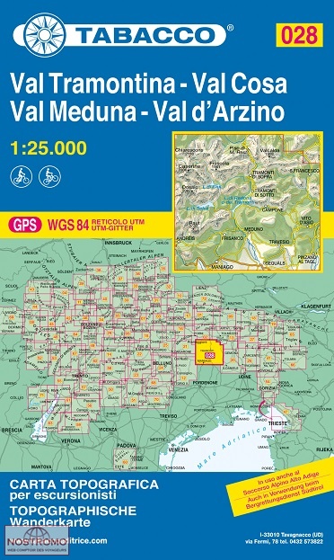 028 VAL TRAMONTINA - VAL COSA | Tabacco hiking map