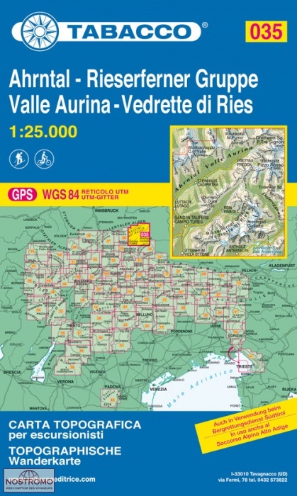 035 AHRNTAL – RIESERFERNER GRUPPE | carte de randonnée Tabacco