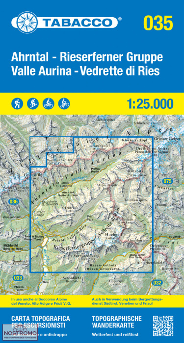 035 AHRNTAL – RIESERFERNER GRUPPE | Tabacco hiking map