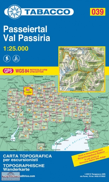 039 PASSEIERTAL / VAL PASSIRIA | carte de randonnée Tabacco