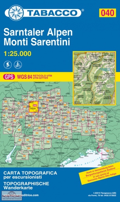 040 SARNTALER ALPEN / MONTI SARENTINI | carte de randonnée Tabacco