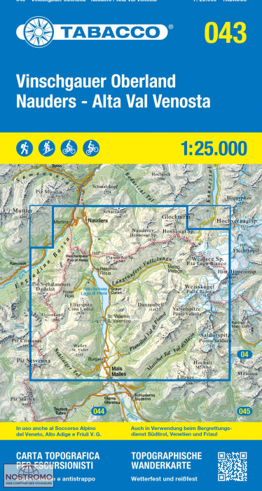 043 VINSCHGAUER OBERLAND | carte de randonnée Tabacco